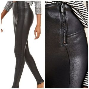 Spanx Faux Leather Hip Zip Leggings